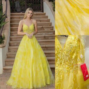 NWT Dancing Queen Sheer Bodice Glitter Puffy Skirt Ball Gown Formal dress, 2XL